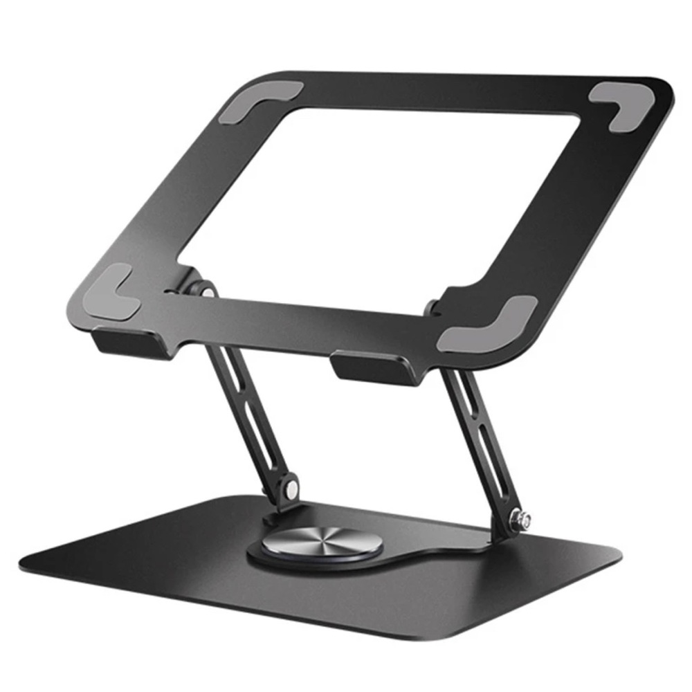 Laptop Stand for Desk Adjustable Holder with 360° Rotating Base Black.